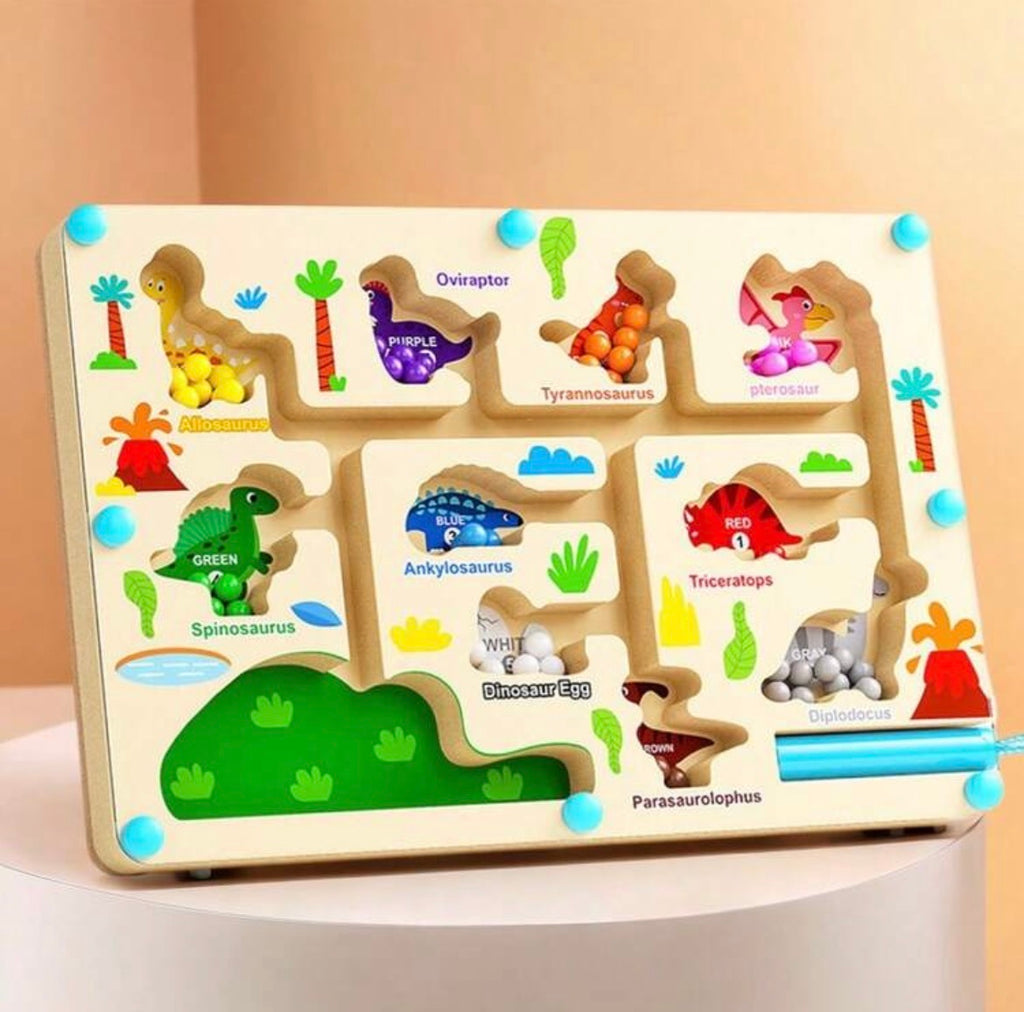 Magnetic Color Wooden Dinosaur & Ice Cream Magnetic Maze Puzzle